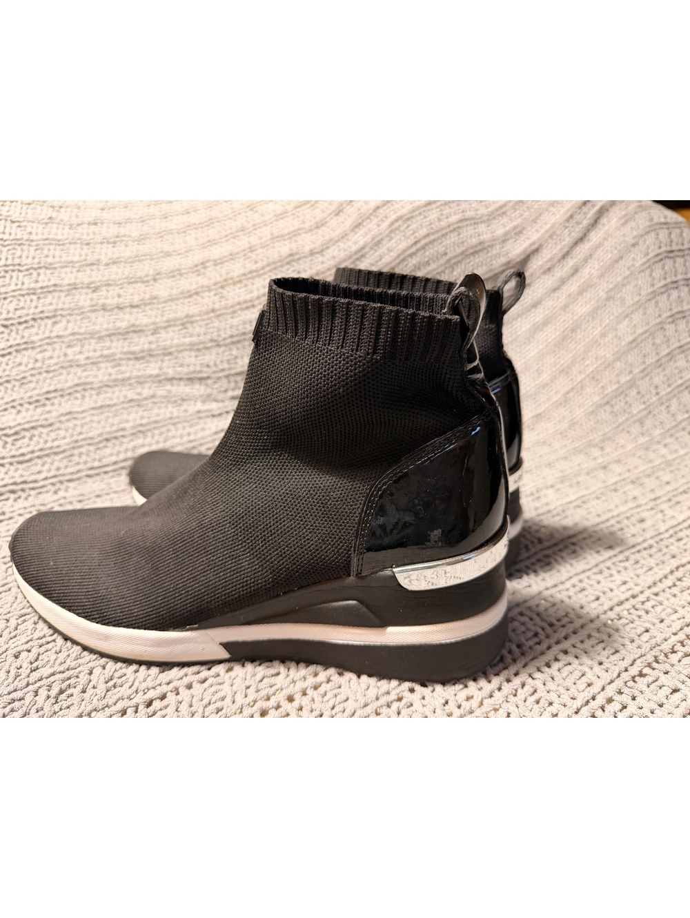 Michael Kors Skyler Stretch Knit Wedge Sock Bootie Sneakers